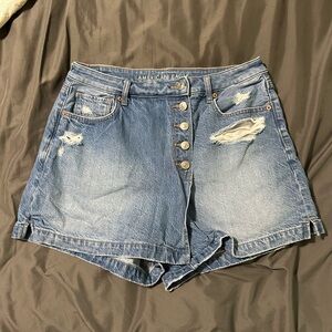 American Eagle Outfitters Light Blue Distressed Jean Mom Skort